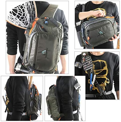 M MAXIMUMCATCH Maxcatch Fly Fishing Sling Pack Tackle Storage Shoulder Bag for Outdoor Fishing Hiking Hunting
