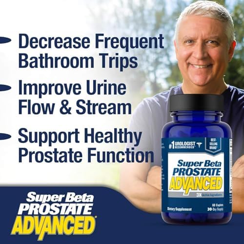 SUPER BETA PROSTATE Advanced - Prostate Health Supplements for Men, 60ct | Reduce Bathroom Trips, Promote Sleep