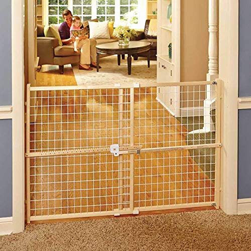 Toddleroo by North States - Quick-Fit Extra-Wide Wire Mesh Wooden Baby Gate: Pressure Mounted Baby Gate for Doorways - Adjustable 29.5 to 50 Inches