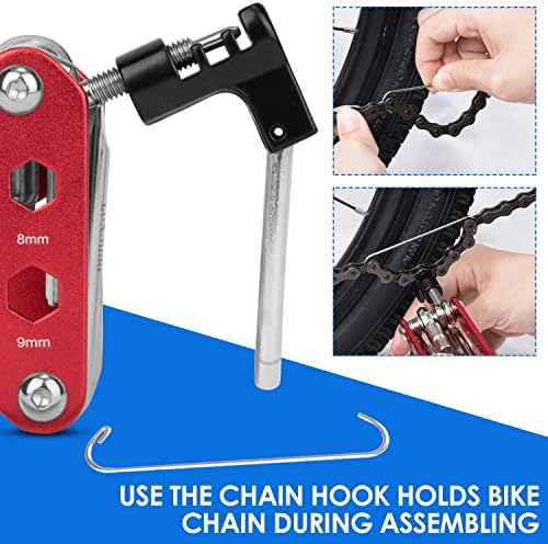 14 in 1 Bike Repair Tool Kit & Bike Saddle Bag | Bike Chain Tool Hex Key Wrench Maintain Accessories Multitool Set, Portable Under Seat Bag for Road Mountain Commuter Bicycle