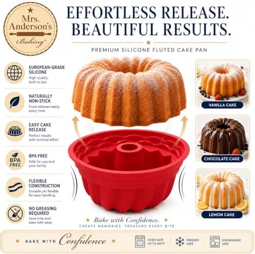 Mrs. Anderson's Baking Silicone Loaf Bread Pan, Non-Stick European-Grade Silicone
