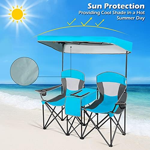 Goplus Double Beach Chair with Canopy Shade