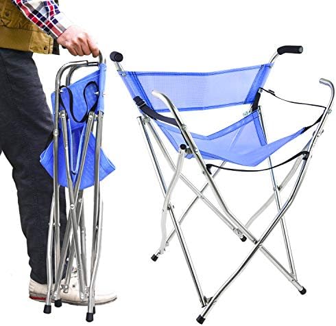 Freshore® Walking Stick Folding Cane Seat for Women/Men with Heavy Duty - Walker Chair Bench Camping Travel Stool 2 Handle with 4 Legs (for Standard Figure)