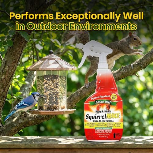 Nature's Mace Squirrel Mace Repellent 40 oz Spray | Squirrel and Chipmunk Repellent, Keep Squirrels Out of Your Garden, Attic, Bird Feeders, Fruit Trees, Plants, Potted Plants.