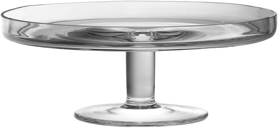 Barski Handmade Glass 2 pc Set , Footed Cake Plate with Dome, 11.5" H, 11" D (inside dome is 10.25" D), Clear , Made in Europe