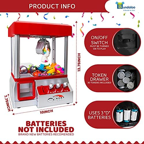 Claw Machine Arcade Game with Sound, Cool Fun Mini Candy Grabber Prize Dispenser Vending Toy for Kids, Boys & Girls