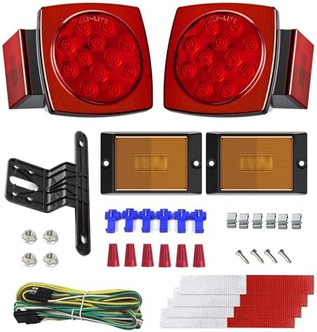 LED Trailer Light Kit, Super Bright Submersible Brake Stop Turn Tail License Lights for Under 80" Camper Truck RV Boat Snowmobile, IP68 Waterproof
