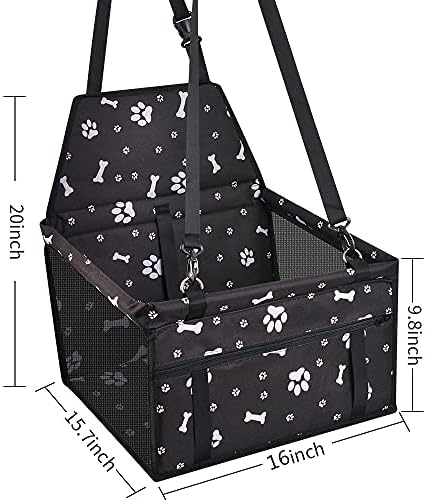 Dog Car Seat Puppy Portable Pet Booster Car Seat with Clip-On Safety Leash and PVC Support Pipe, Anti-Collapse,Perfect for Small Pets