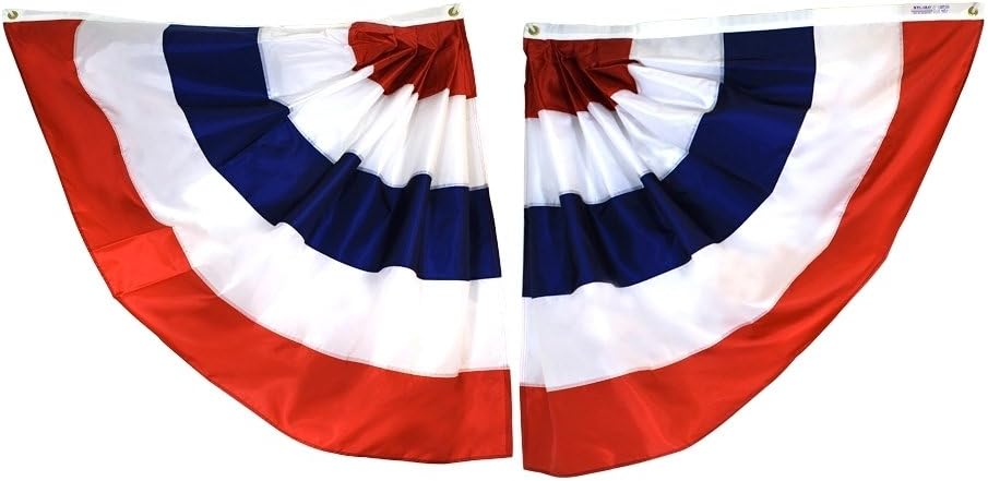 Annin Flagmakers American Flag - 3 x 3 Feet (Model 482100) 100% MADE in USA | Pleated Half Fans Bunting Decorations