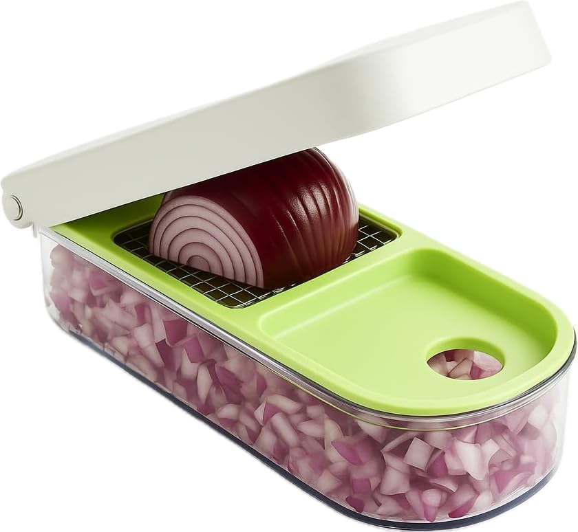 Vidalia Chop Wizard Vegetable Chopper – Original As Seen On TV Food Dicer with 2 Stainless Steel Blades, Large 2-Cup Container, Cleaning Tool