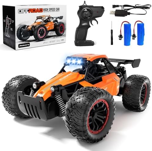 Remote Control Car, Fast RC Monster Truck with Durable Metal Body, 1:16 Off-Road RC Crawler with LED Headlights, All-Terrain Drift Car, 3 4 5 6 7 8 9 10 Year Old Boys Girls Kids Gifts