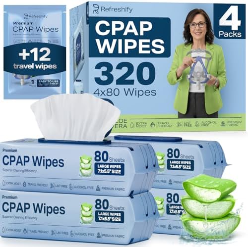 CPAP Mask Wipes (320 Count) + 8 Travel - Premium Large and Moist Cleaning Wipes for Mask | Cleaner, Unscented, CPAP Cleaning Supplies