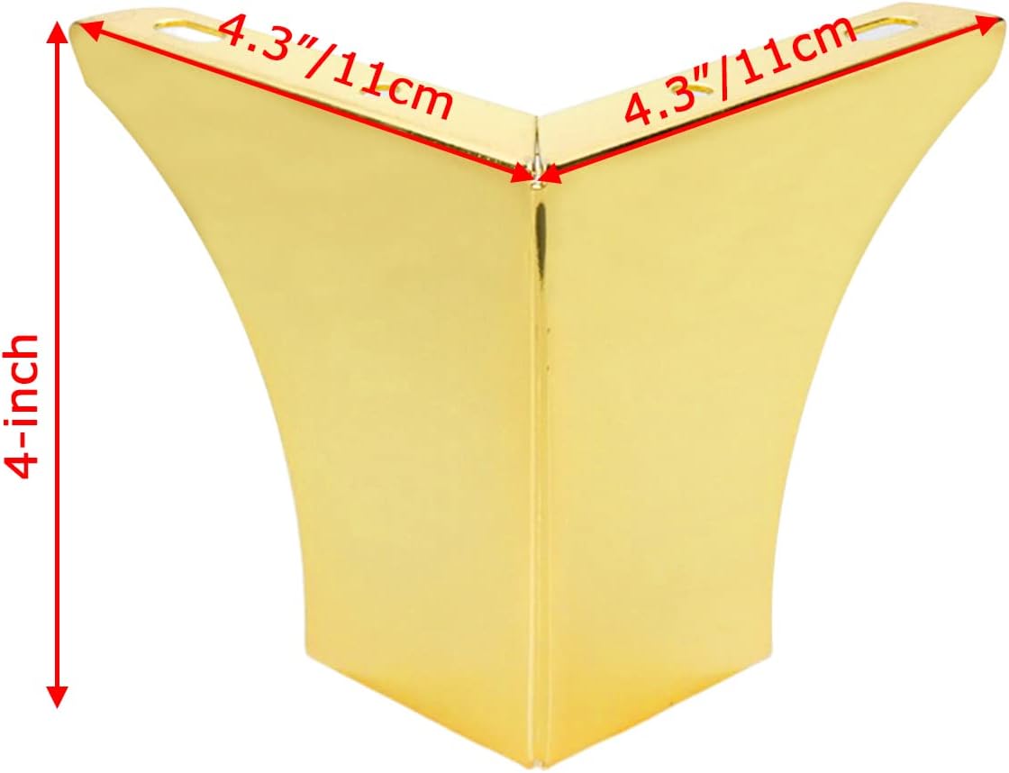 Bitray Metal Sofa Leg 2 Inch Height L Shape Furniture Leg Gold Sofa Legs Table Cabinet Cupboard Couch Leg Furniture Feet Replacement - 4pcs