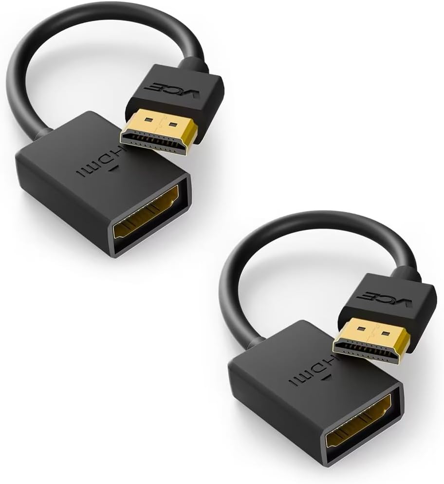 VCE 2-Pack HDMI Male to Female Swivel Adapter HDMI Extension Gold Plated Converter for Google Chrome Cast, Roku Streaming Stick | 4K@60Hz