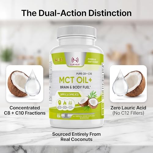 MCT Oil Capsules 2000mg - Pure C8 C10 Caprylic & Capric Acid Softgels, No Lauric Acid, Keto Coconut Fats Supplement for Energy Support