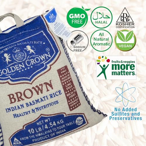 Golden Basmati Rice, 10LB, Gluten Free, Non GMO, Extra Long Grain Rice