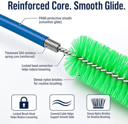 CPAP Cleaning Brush Set, 78.7 in Dual-Ended CPAP Hose Brush for 22 mm & 15 mm Tubing, Tube Cleaning Brush & Hose Cleaner Brush with Detail Brush for Mask