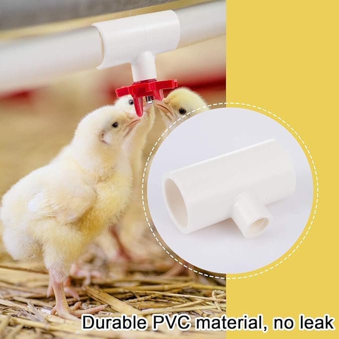 MEWTOGO 20 Pcs Chicken Waterer PVC Pipe Tee Fittings for Large Chicken Coop