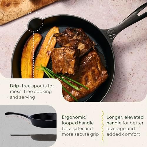 Victoria 10-Inch Cast Iron Skillet, Pre-Seasoned Cast-Iron Frying Pan with Long Handle, Made in Colombia | Pan with Long Handle, Made in Colombia