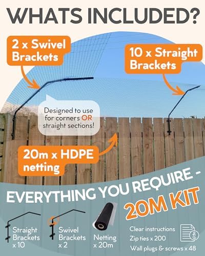 Cat Fence Outdoor Barrier - Top of Fence Height Extender Solution for Pets - Wall Topper – Invisible Solution for Small Dogs - Cat proofing Fence