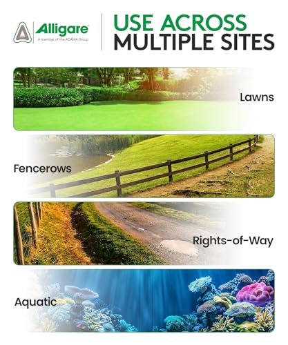 ALLIGARE 2,4-D Amine Weed Killer Concentrate - Post-Emergent Herbicide to Control Pigweed, Thistle, Ragweed, & More - 47.2% Active Ingredient - for Lawns, Pastures, Aquatic Sites & Crops - 2.5 Gallon