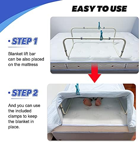 Zelen Blanket Lifter for Feet Lift Bar Sheet Riser Foot Tent Blanket Support Holder 26-34'' Adjustable Bed Cradle Assistance Device Hospital Bed