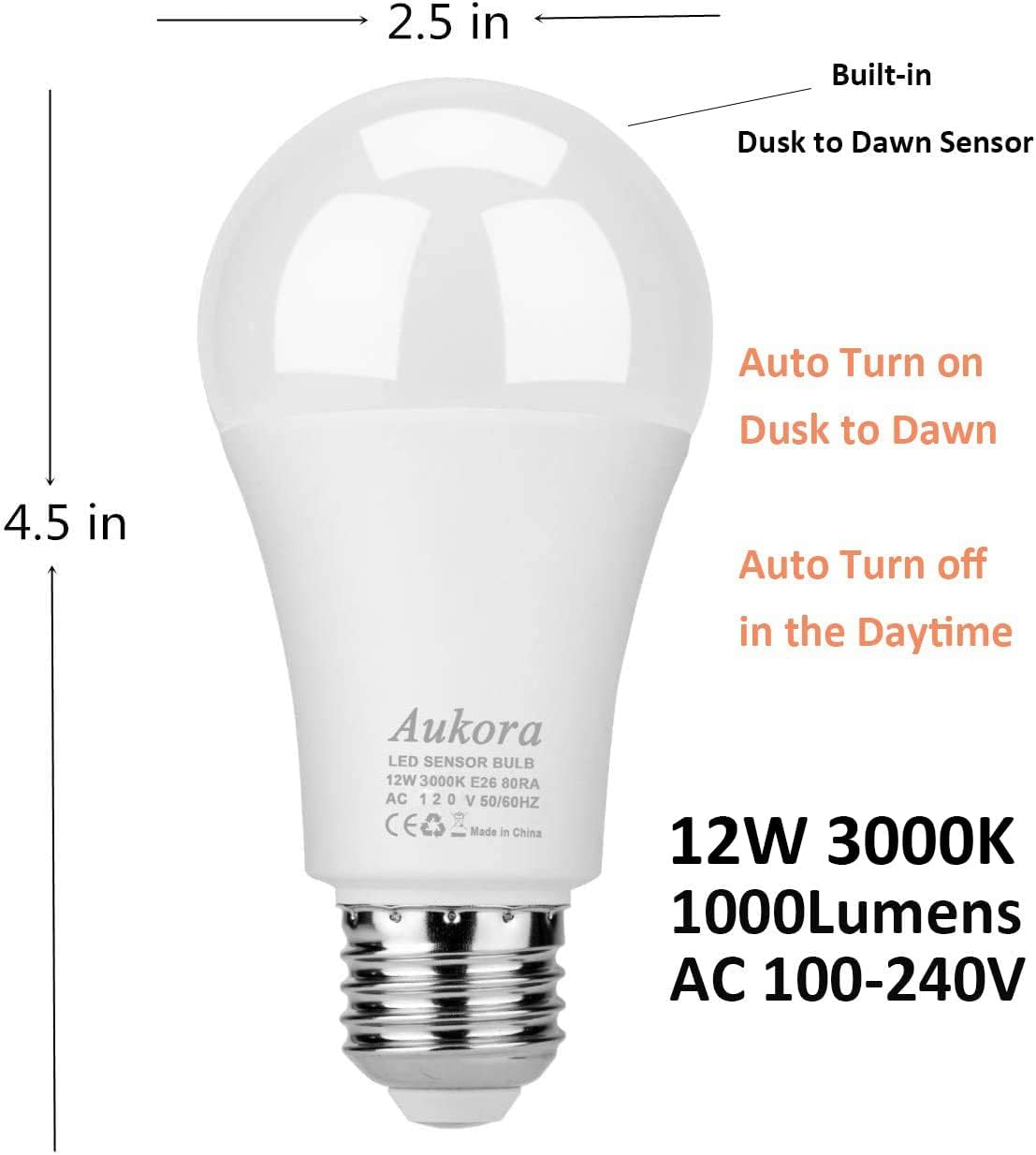 Aukora Dusk to Dawn Light Bulb