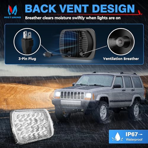 MICTUNING 2Pcs 5x7 7x6 Led Headlights Rectangular Hi Lo