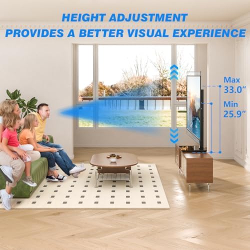 Rfiver Universal TV Stand for 32-75 inch TVs, Support Swivel and Tilt | Height Adjustable, Tempered Glass Base, Holds 110lbs, Max VESA 400x400mm, Ideal for Bedroom & Living Room