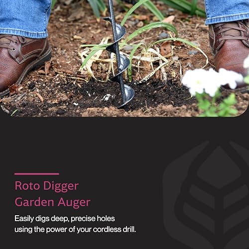 Yard Butler IREA-4 Roto Earth 18” Auger Drill Bit - Digging Tool for Effortless Bulb Planting - Multi-Use Drill - Heavy-Duty Garden Tool - Power-Coated Steel - Rust-Resistant | Powder-Coated Steel Digging Tool, Rust-Resistant, Digs Medium-Depth Holes for…