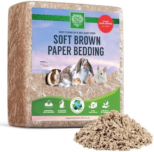 Small Pet Select Premium Soft Paper Bedding, Beige, 56 L | Natural Absorbent Bedding, Odor Control, Made in USA, For Indoor & Outdoor Rabbits, Guinea Pigs & Small Pets