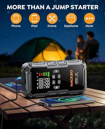8000A Car Battery Jump Starter with Air Compressor 160PSI, Car Jumper Starter Portable (All Gas 12L Diesel), 12V Jump Box Car Battery with 600LM Light