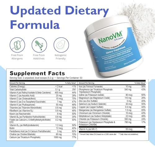 1-3 Years, Allergen-Free Multivitamin for Kids, Unflavored Dietary Supplement, Powdered Supplement with 14 Vitamins & 13 Minerals, Low-Carbohydrate Toddler Vitamins, 275g - Solace Nutrition