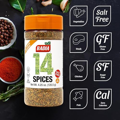 Badia 14 Spices Salt-Free All Purpose Seasoning, 4.25 oz – Savory Blend of Garlic, Onion, Herbs, Spices & Peppers