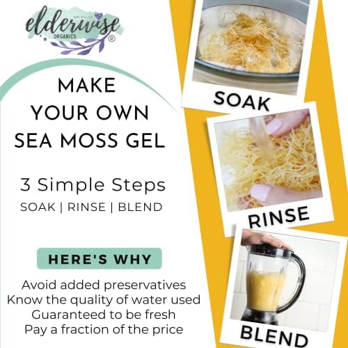 Elderwise Golden Sea Moss, Raw Wildcrafted Gracilaria, Makes 24oz Gel