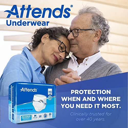 Attends Adult Absorbent Underwear, Medium, AP0720, Maximum, 80 ct | Disposable Pull-On Diapers with Tear-Away Sides and Breathable Waistband