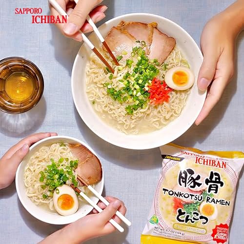 [SAPPORO ICHIBAN] Ramen Noodles, Tonkotsu Flavor, No. 1 Tasting Japanese Instant Noodles 3.5 Oz. (3.7 Ounce (Pack of 24))