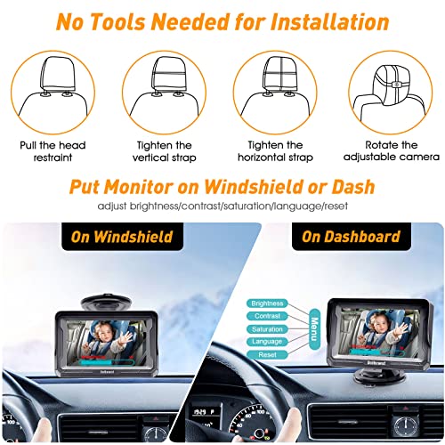 DoHonest Baby Car Camera HD 1080P - Rear-Facing Car Baby Monitor with Night Vision, Adjustable View Angle, Easy Setup, Anti-Glare Display