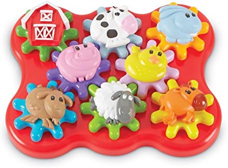 Learning Resources Barnyard Friends Build & Spin - Toddler Sensory Toys, Montessori Building Set, Preschool STEM, Busy Board Cogs and Gears for Kids