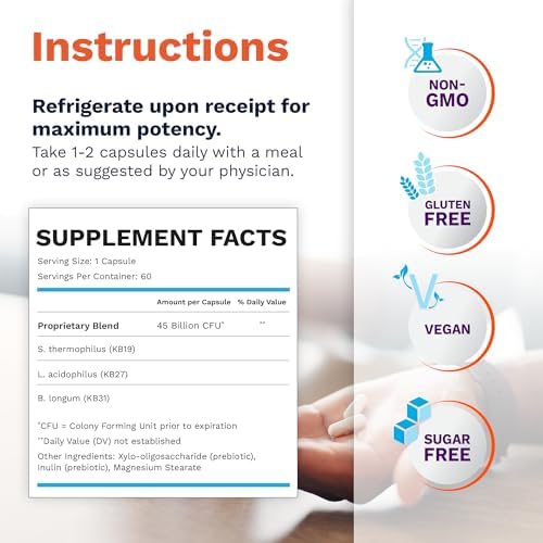 Renadyl Probiotic, 60 Capsules (1 Bottle, 1 Month Supply) | Supplement with Urea, Creatinine, & Uric Acid Support, 45 Billion CFUs, Clinically Tested