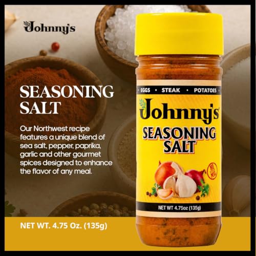 Johnny's - Seasoning Salt - 4.75 oz | Classic All-Purpose Seasoning, Great For Meats, Vegetables, Fries, Soups, Grilling, Roasting & Everyday Cooking
