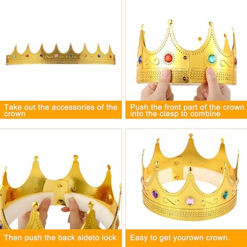 Adorox Gold Royal King Plastic Crown Prince Costume Accessory