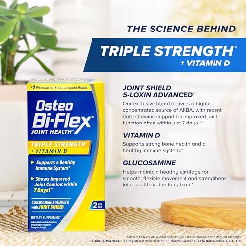 Osteo Bi-Flex Triple Strength Glucosamine Chondroitin Supplement | With Vitamin D, Improve Joint Function, Support Bone Health, 80 Coated Tablets