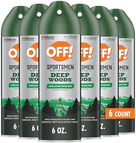 OFF! Deep Woods Sportsmen Insect Repellent Aerosol, Bug Spray Containing 30% DEET, Protects Against Mosquitoes and Ticks, 6 Oz, (Pack of 4)