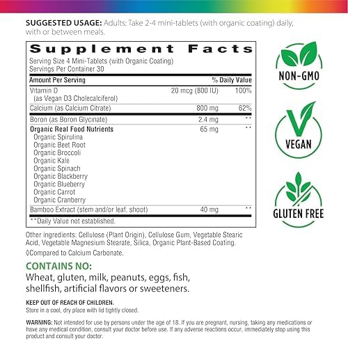 Rainbow Light Calcium Citrate Mini Tablets + | 120 Count | Superior Calcium Absorption | Vegan D3
