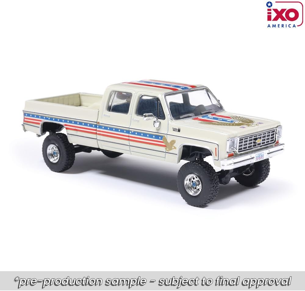 Diecast Compatible with IXO Models 1976 Chevy Custom Deluxe K30 FleetSide Squarebody July 4th Exclusive 1:64 Scale