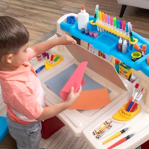 Step2 Deluxe Art Master Desk, Kids Activity Table & Chair, Arts & Crafts Desk, Made of Durable Plastic, For Toddlers 3+ Years Old