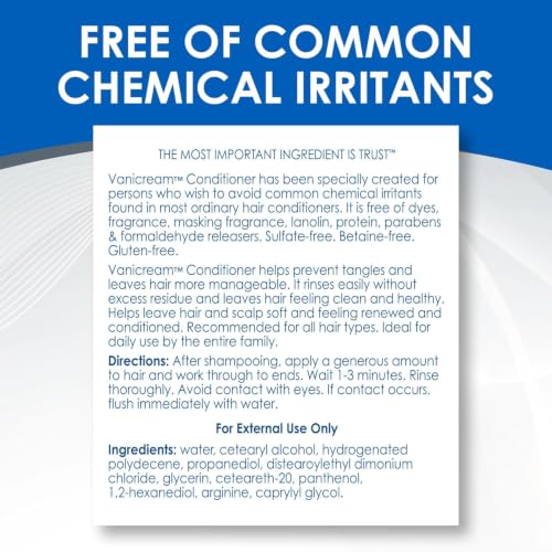 Vanicream Conditioner for Sensitive Skin, Free of Dyes, Fragrance, Lanolin, Parabens and Formaldehyde Releasers, Dermatologist Tested