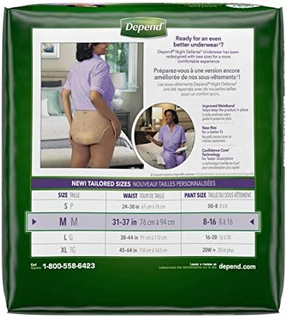 Medium Overnight Depends Women - Night Defense Incontinence Underwear, Purple