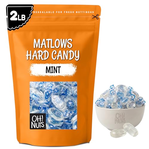Oh! Nuts Hard Candy Mints Bulk, Individually Wrapped Mint Candy 2 LB | Hard Candy Individually Wrapped - Bulk Candy Individually Wrapped, Crystal Candy Mints, Kosher Certified, 2 LB Bag
